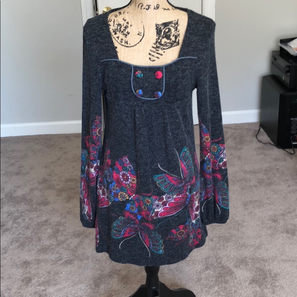 Multicolor butterfly tunic